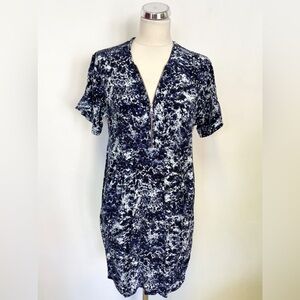 WILLOW & THREAD | Lined Patterned Short Sleeve Mini Dress Zipper Neck Line